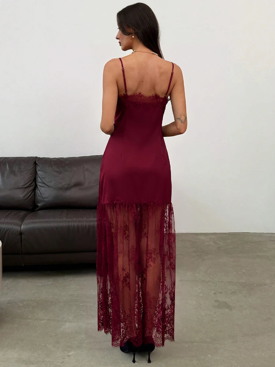 Noelle™ | Lace Trim Maxi Dress