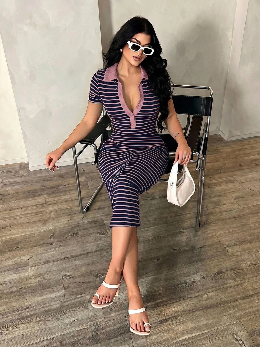 Cosima™ | Striped Polo Midi Dress