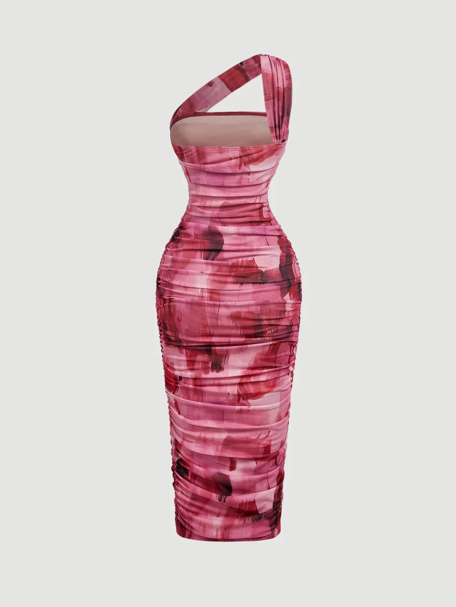 Thalia™ | One Shoulder Ruched Midi Dress