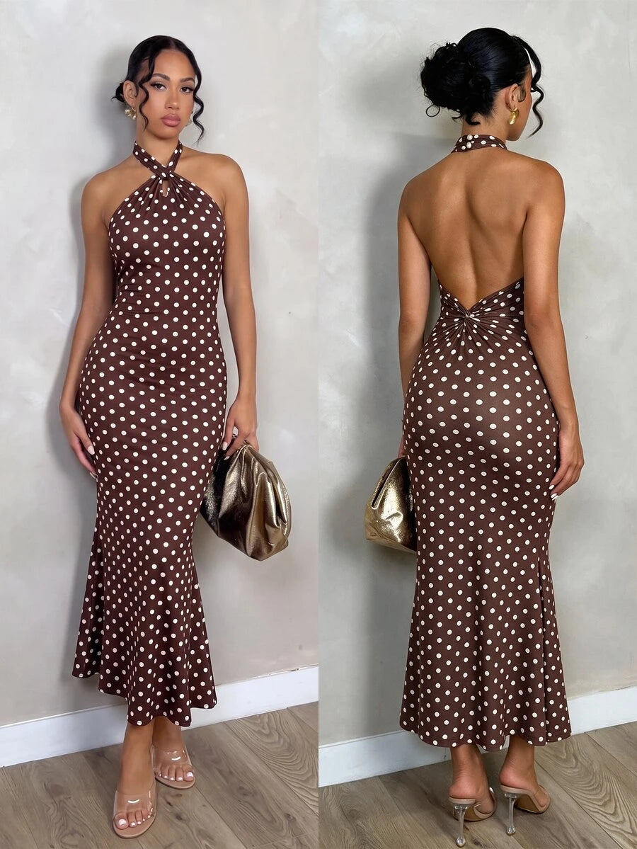 Oriel™ | Twist Halter Mermaid Maxi Dress