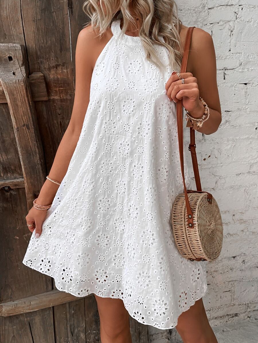 Henley™ | Eyelet Keyhole Halter Mini Dress