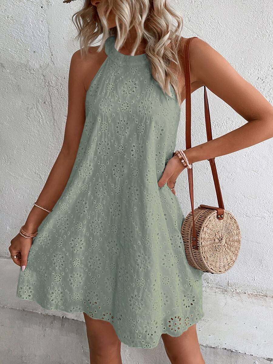 Henley™ | Eyelet Keyhole Halter Mini Dress