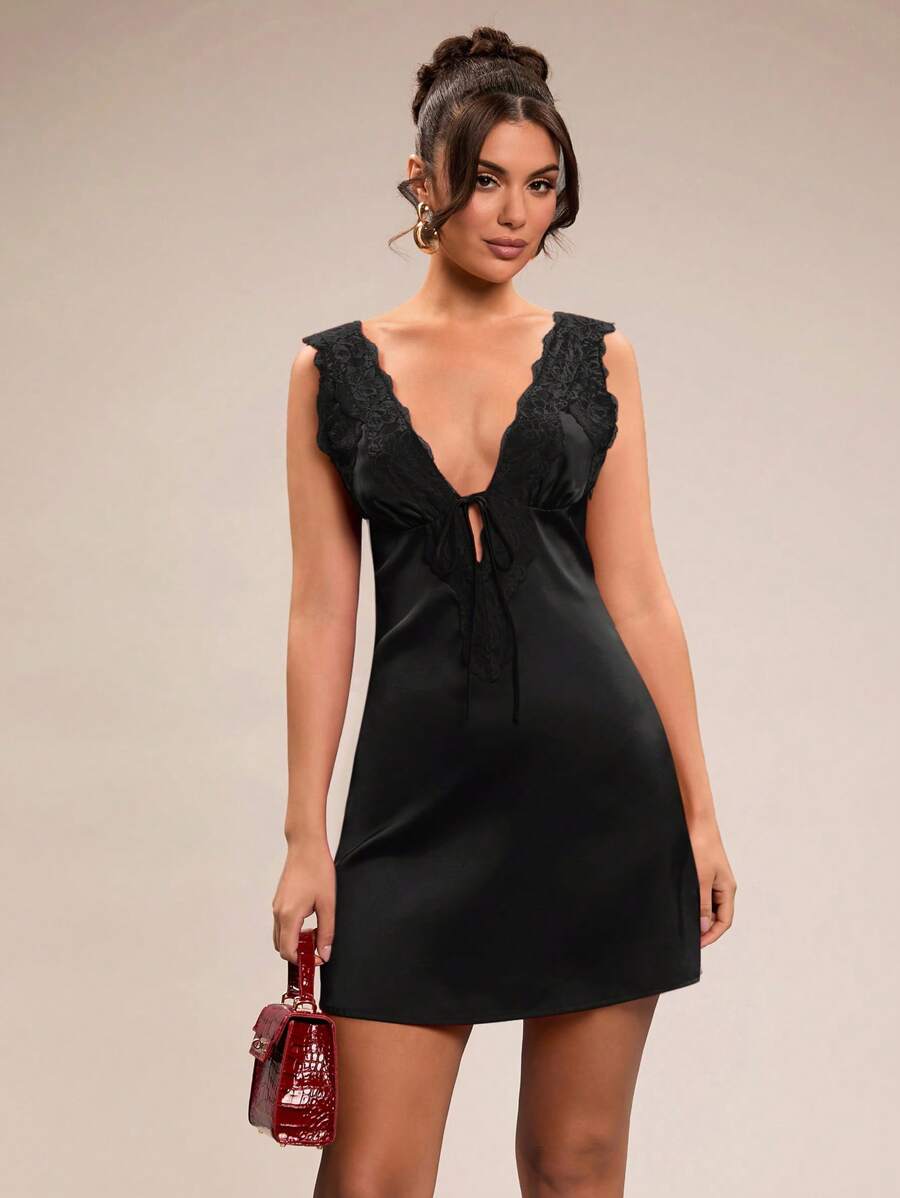 Elise™ | Lace Patchwork Slip Dress