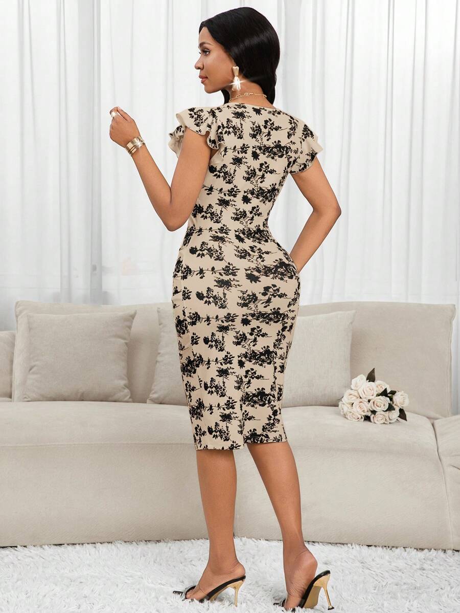 Phoebe™ | Floral Ruffle Wrap Midi Dress