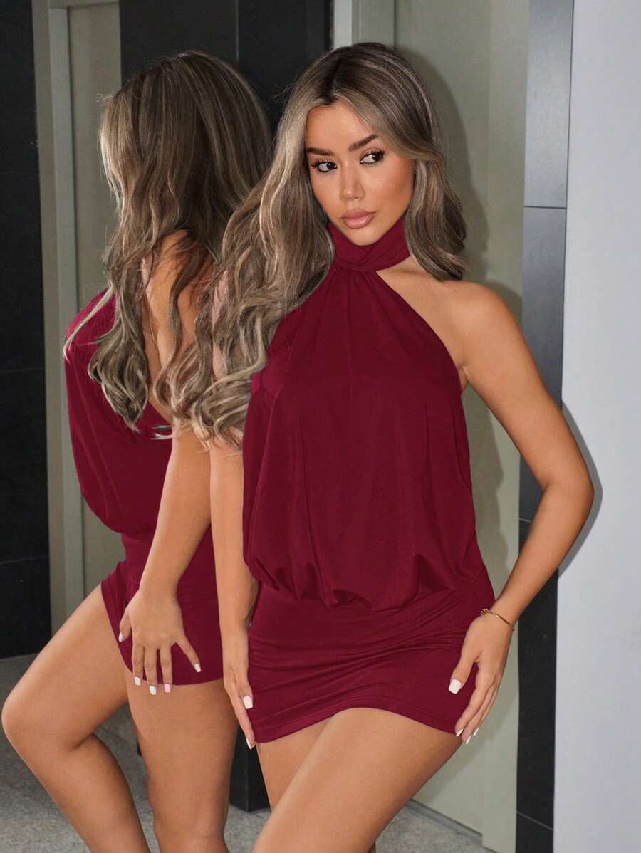 Leona™ | Draped Halter Bodycon Mini Dress