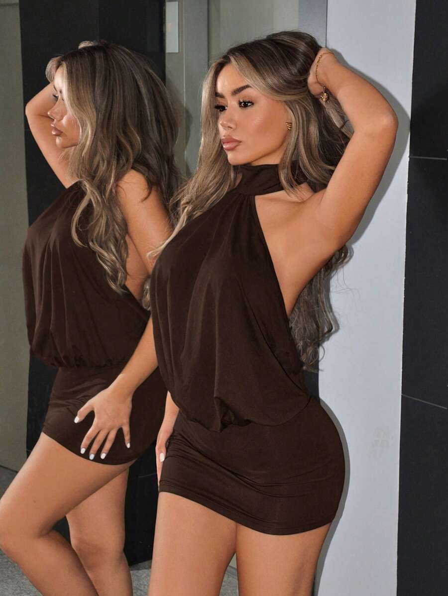 Leona™ | Draped Halter Bodycon Mini Dress