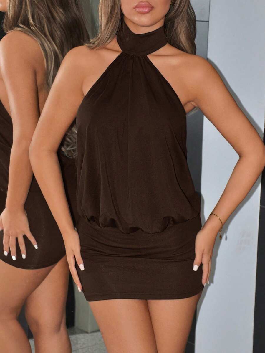 Leona™ | Draped Halter Bodycon Mini Dress