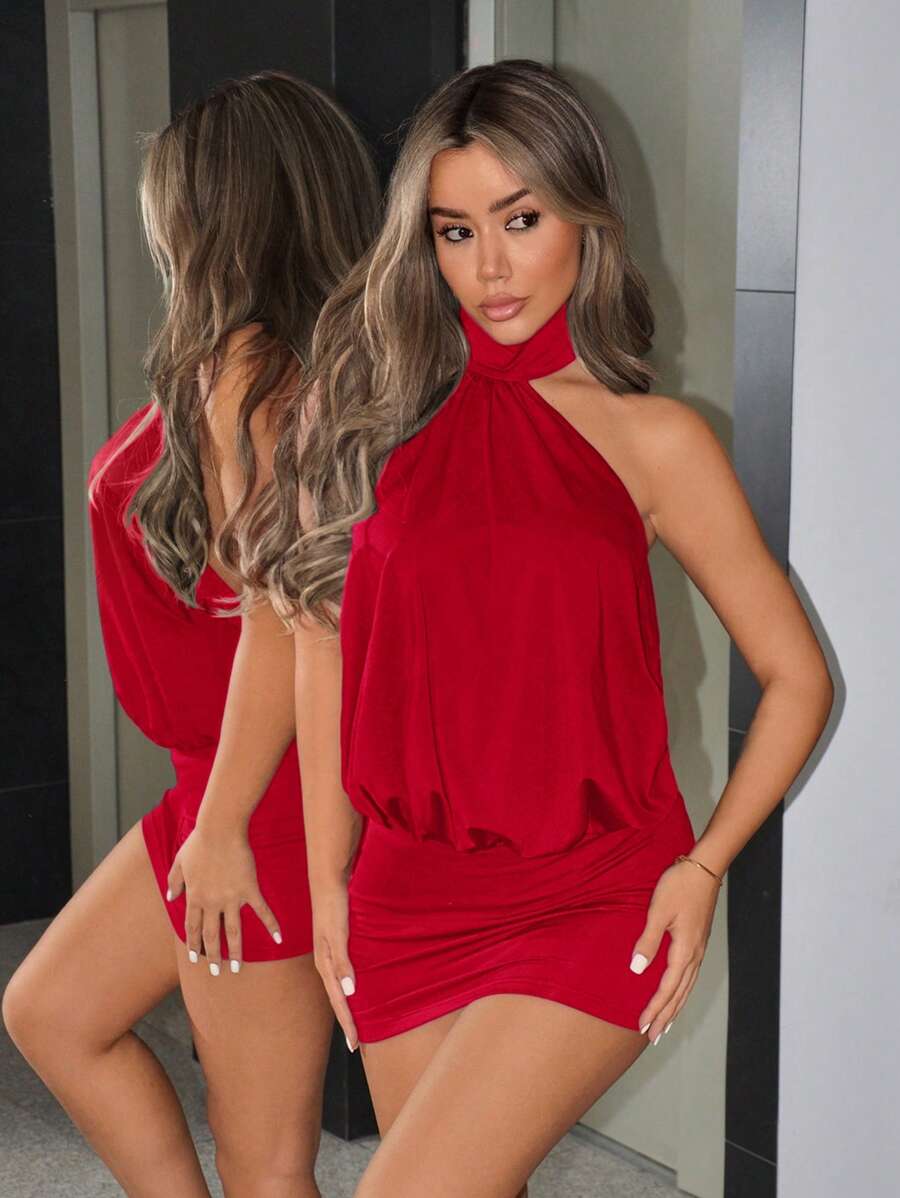 Leona™ | Draped Halter Bodycon Mini Dress