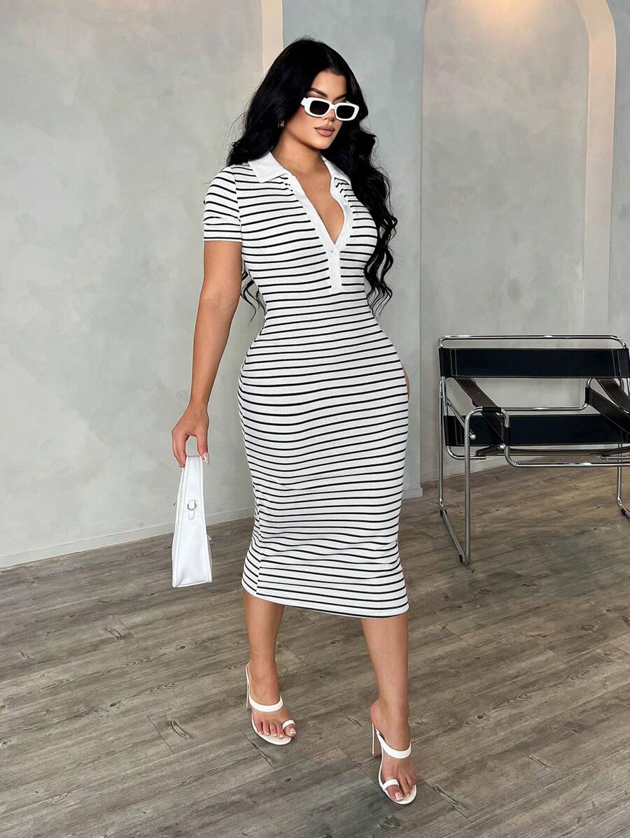 Cosima™ | Striped Polo Midi Dress