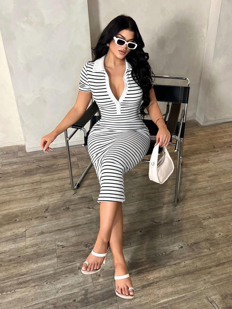 Cosima™ | Striped Polo Midi Dress