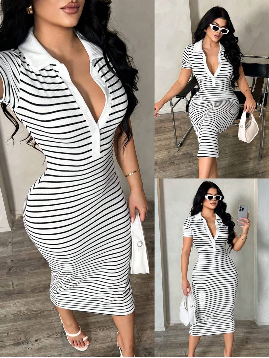 Cosima™ | Striped Polo Midi Dress