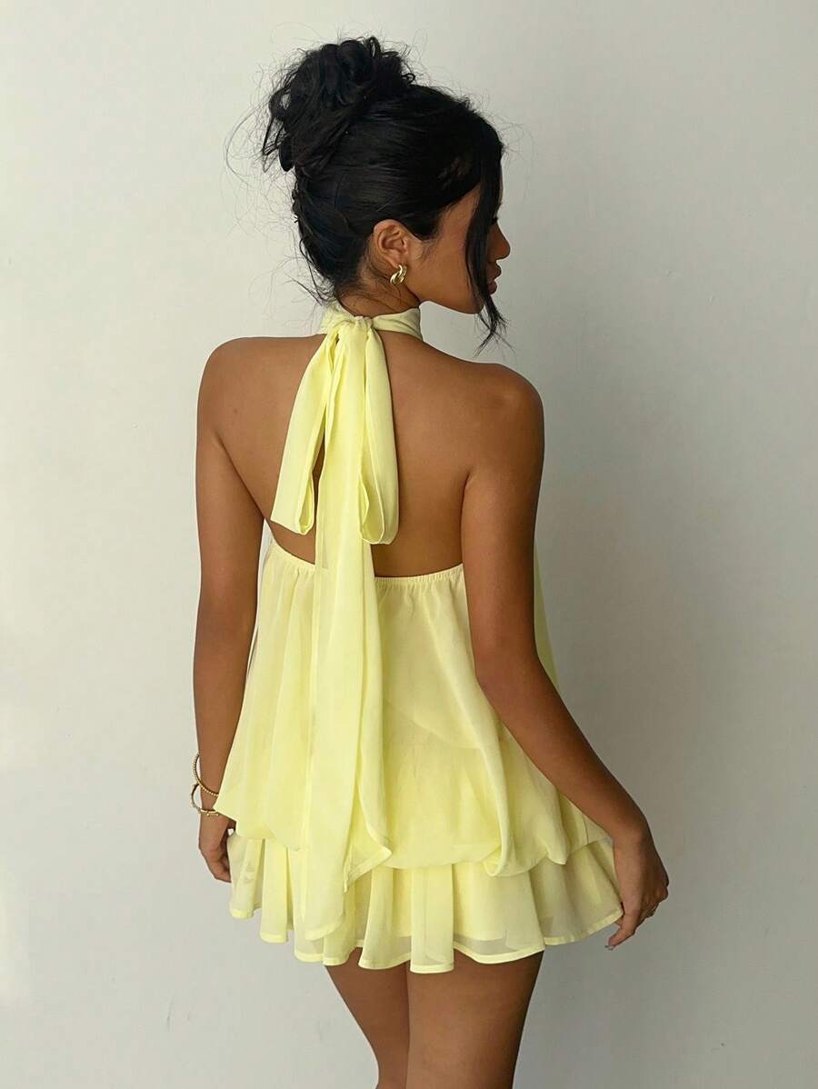Saoirse™ | Contrast Lace Halter Mini Dress