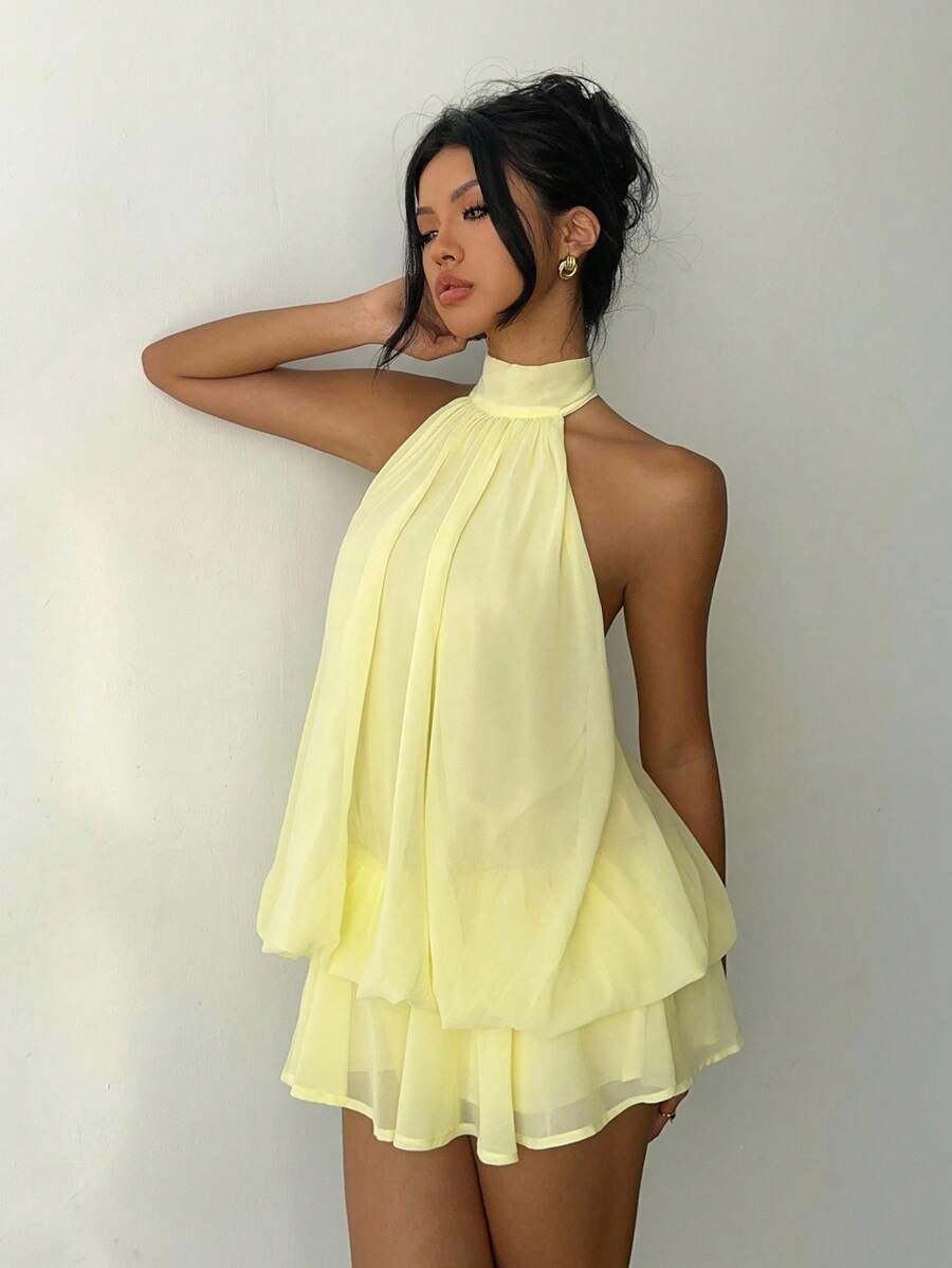 Saoirse™ | Contrast Lace Halter Mini Dress