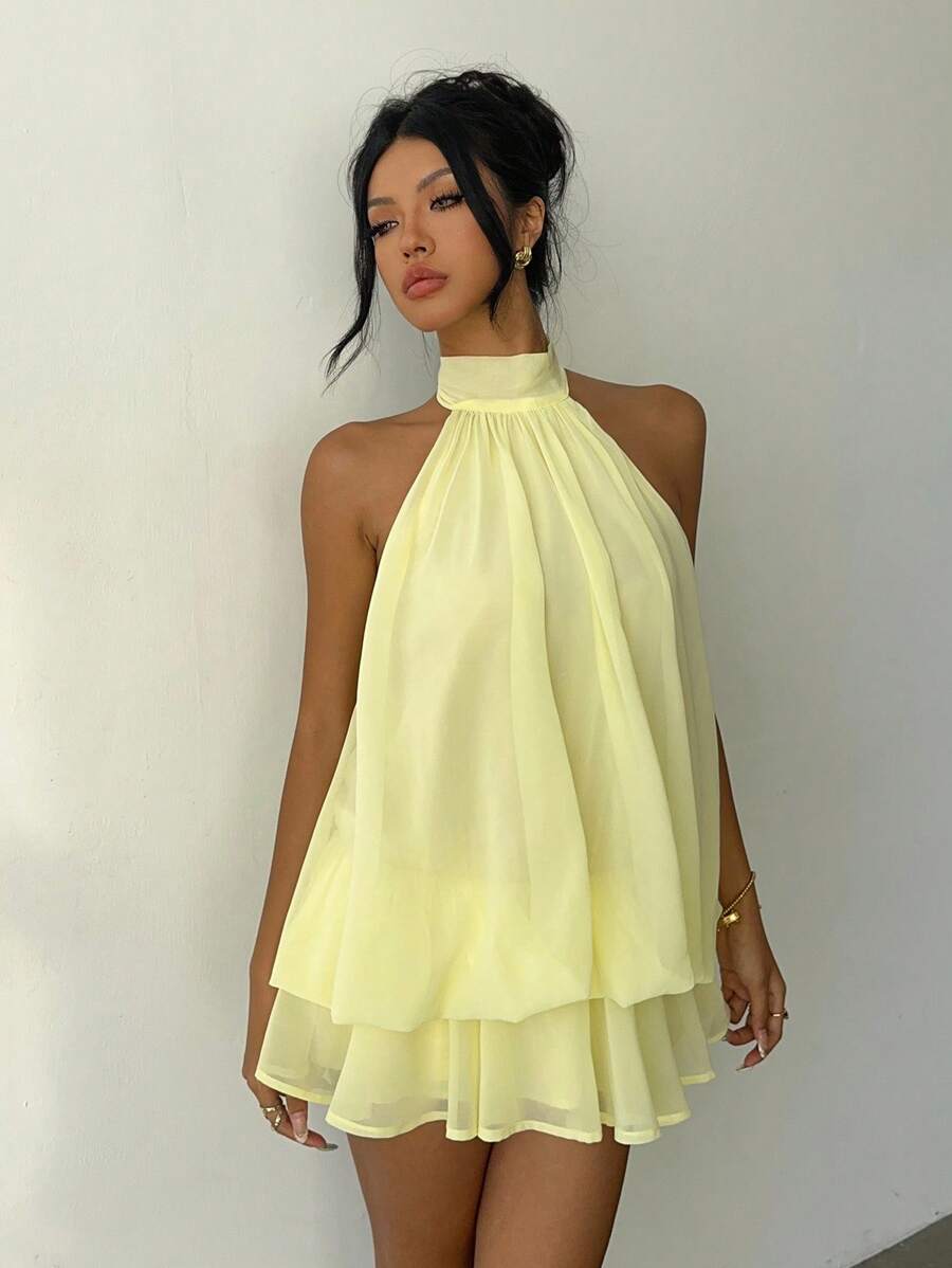 Saoirse™ | Contrast Lace Halter Mini Dress