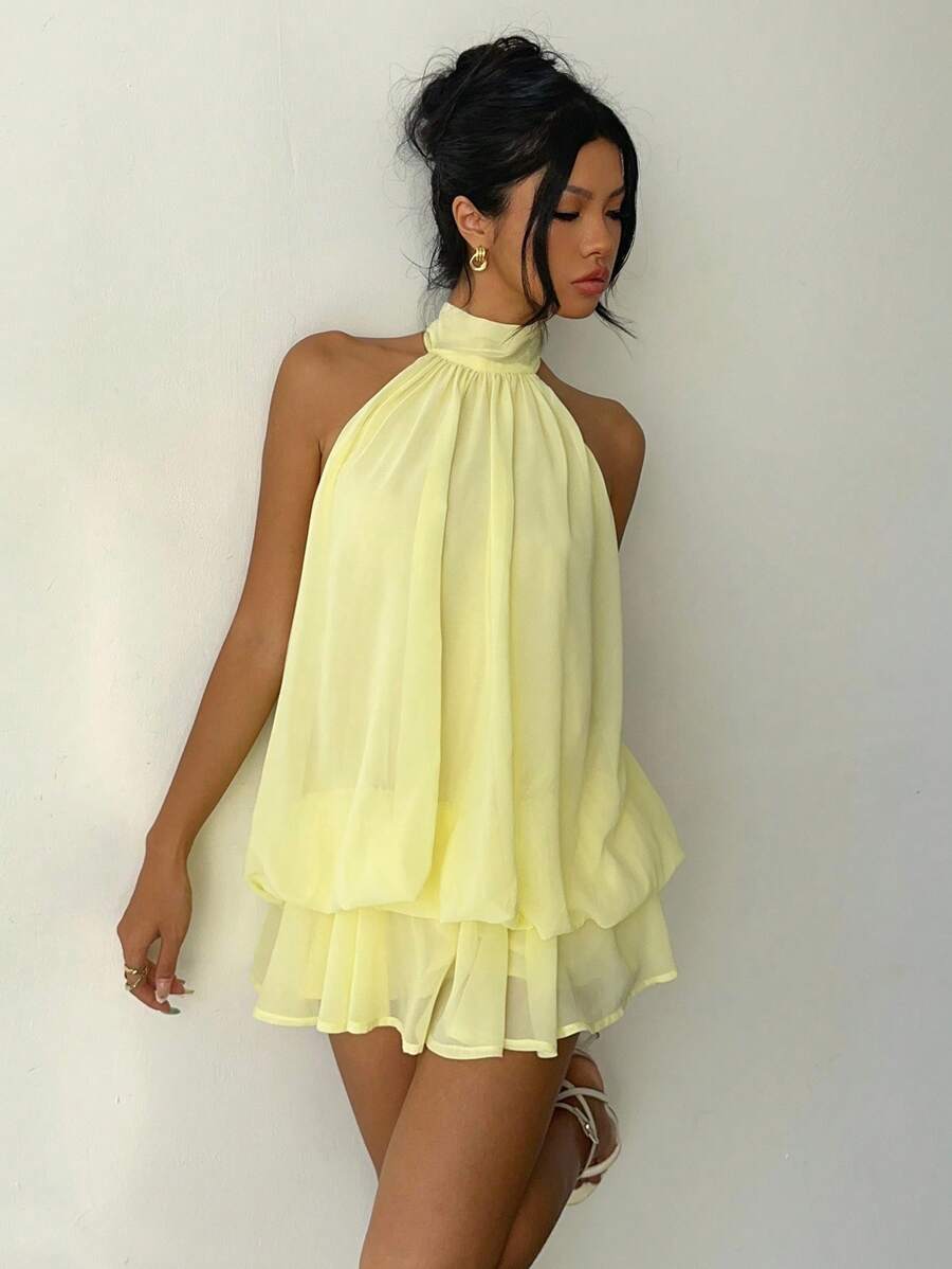 Saoirse™ | Contrast Lace Halter Mini Dress