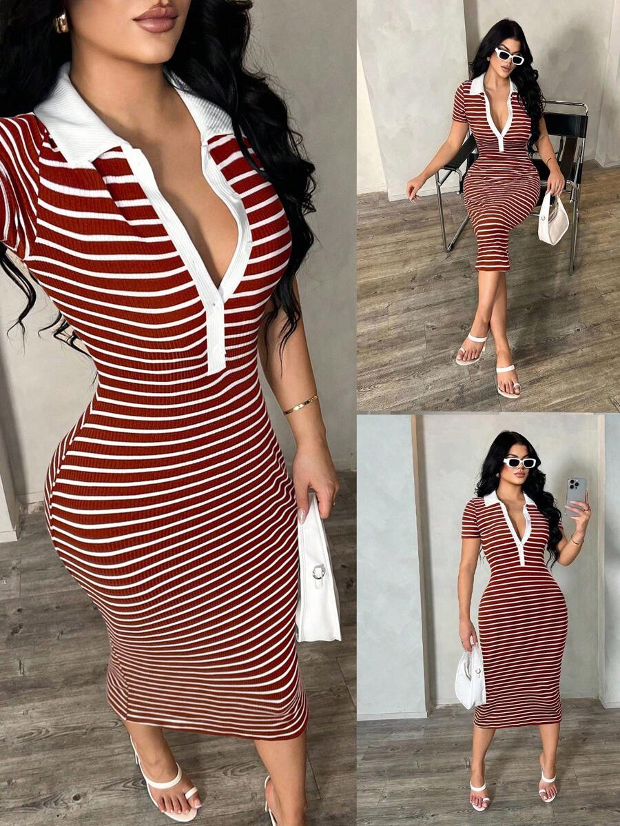 Cosima™ | Striped Polo Midi Dress