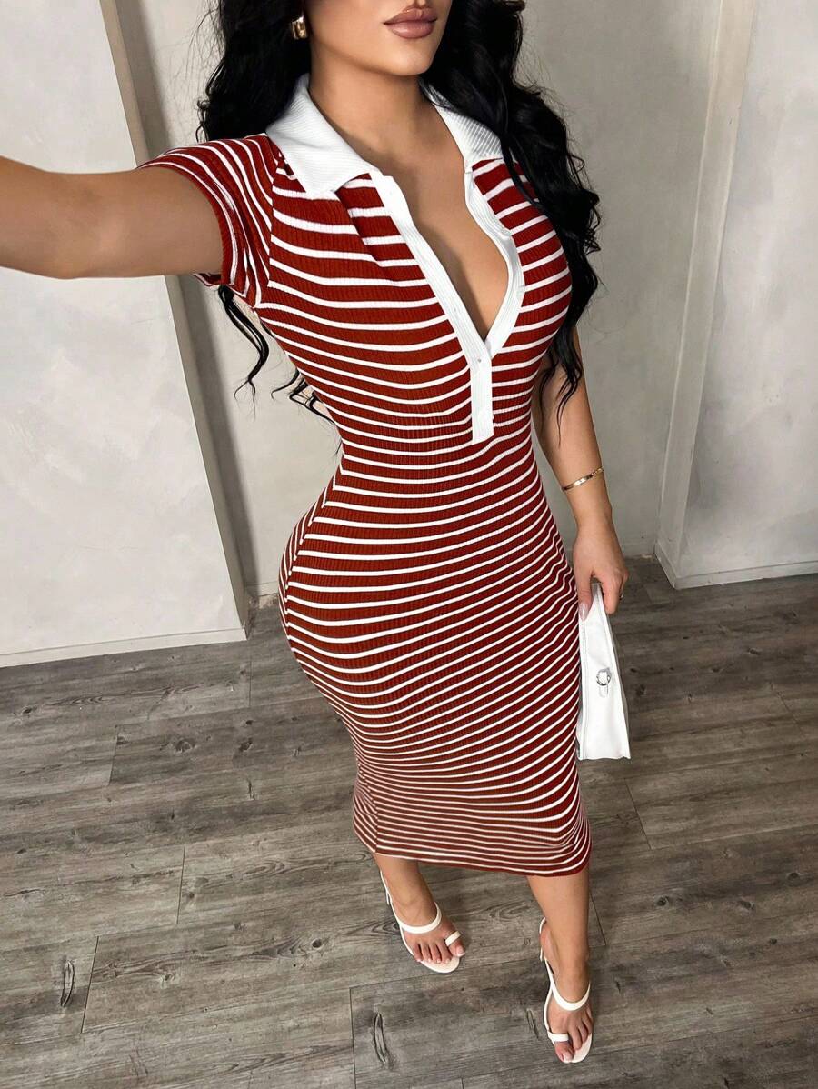 Cosima™ | Striped Polo Midi Dress