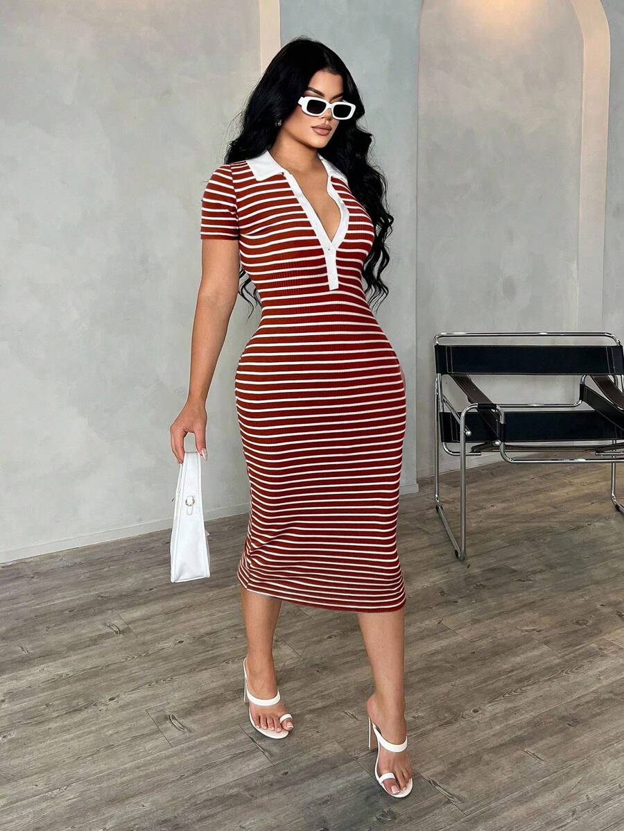 Cosima™ | Striped Polo Midi Dress