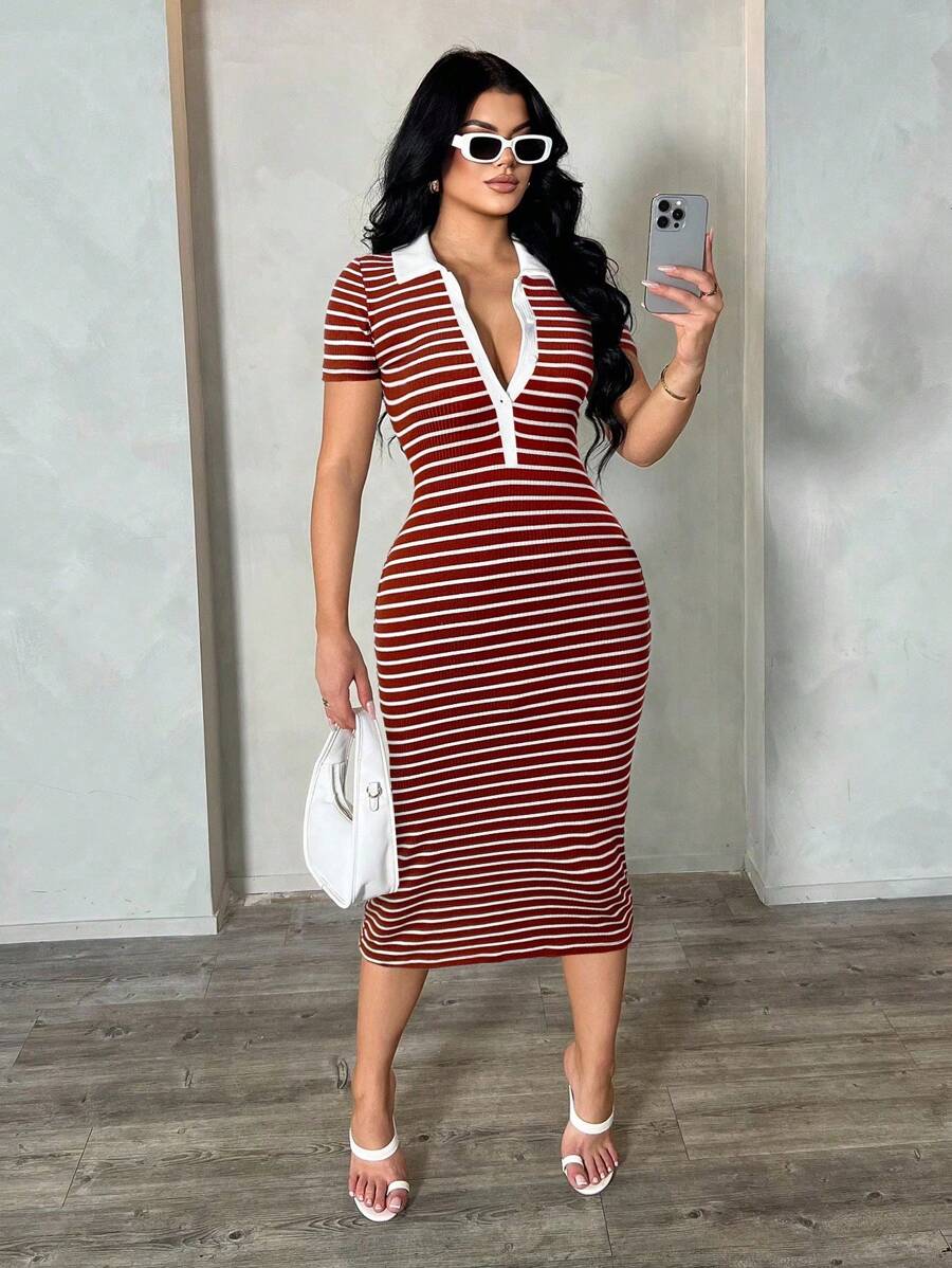Cosima™ | Striped Polo Midi Dress