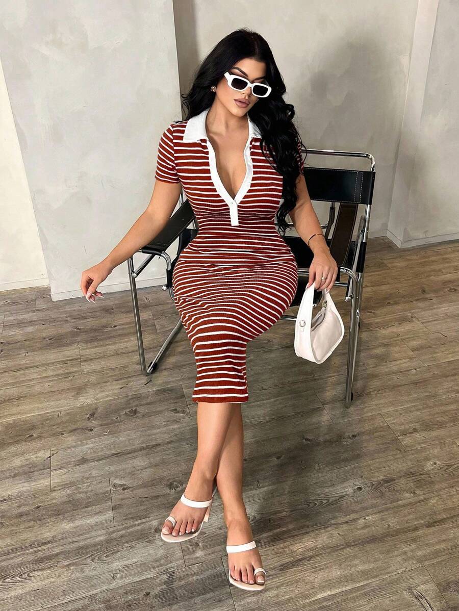 Cosima™ | Striped Polo Midi Dress