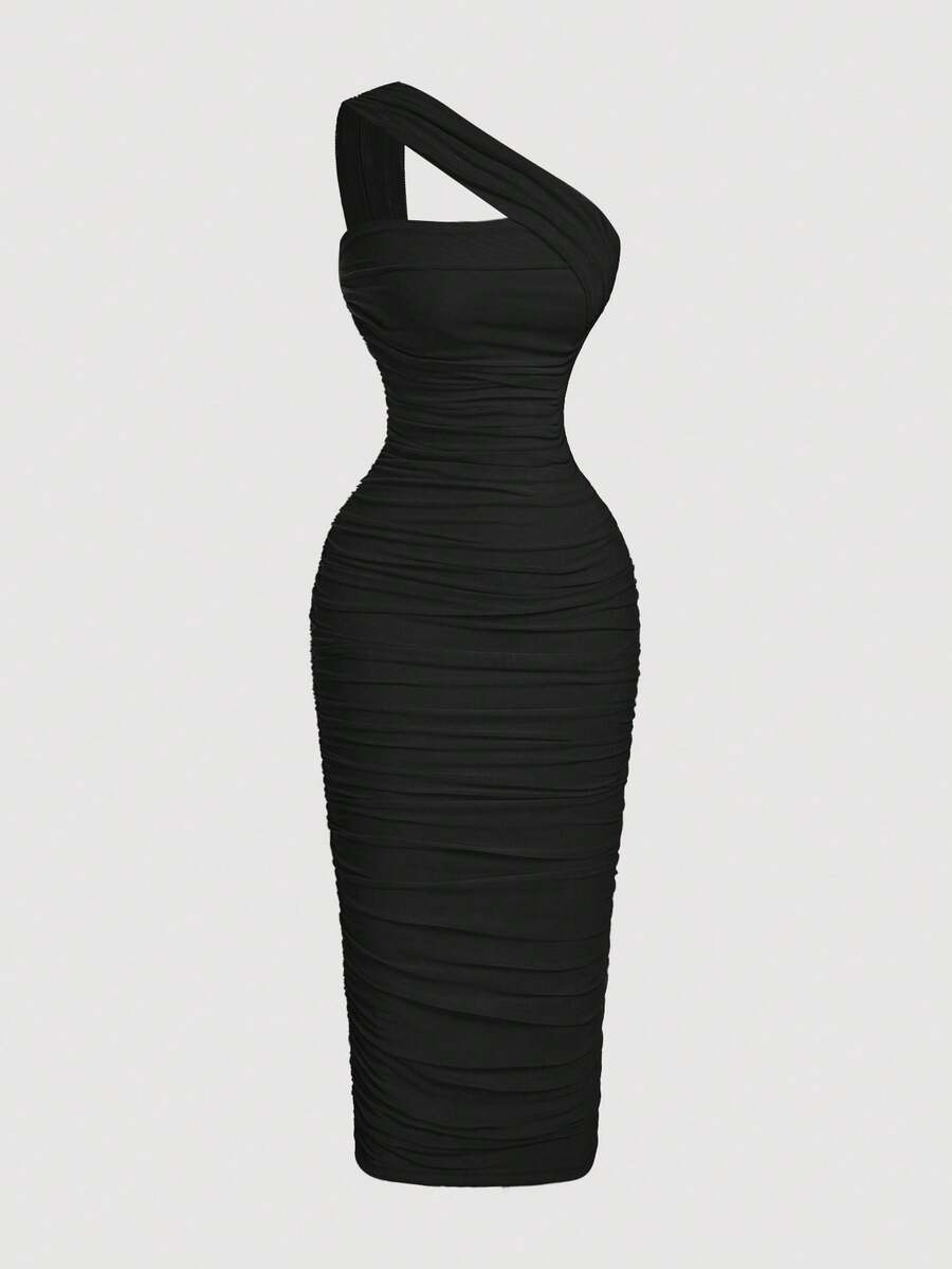 Thalia™ | One Shoulder Ruched Midi Dress