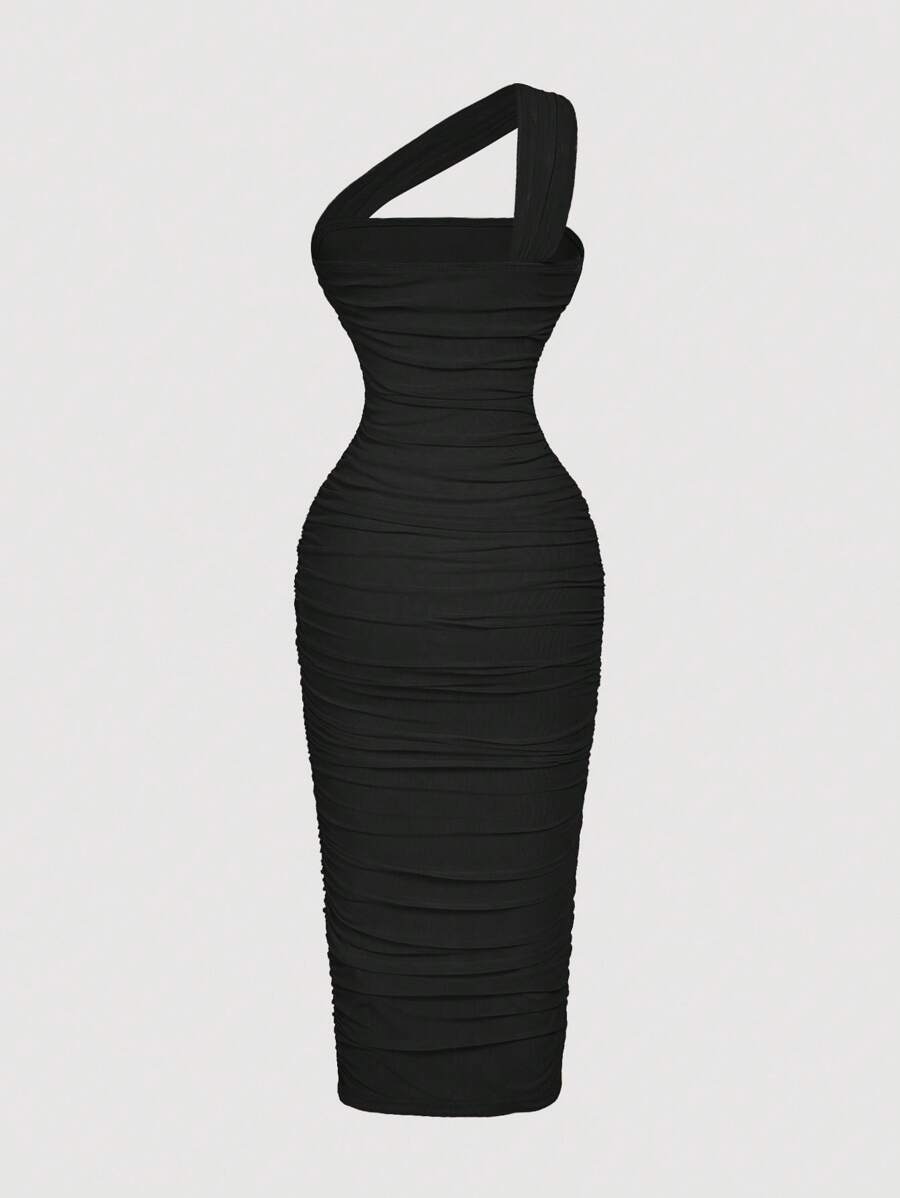 Thalia™ | One Shoulder Ruched Midi Dress