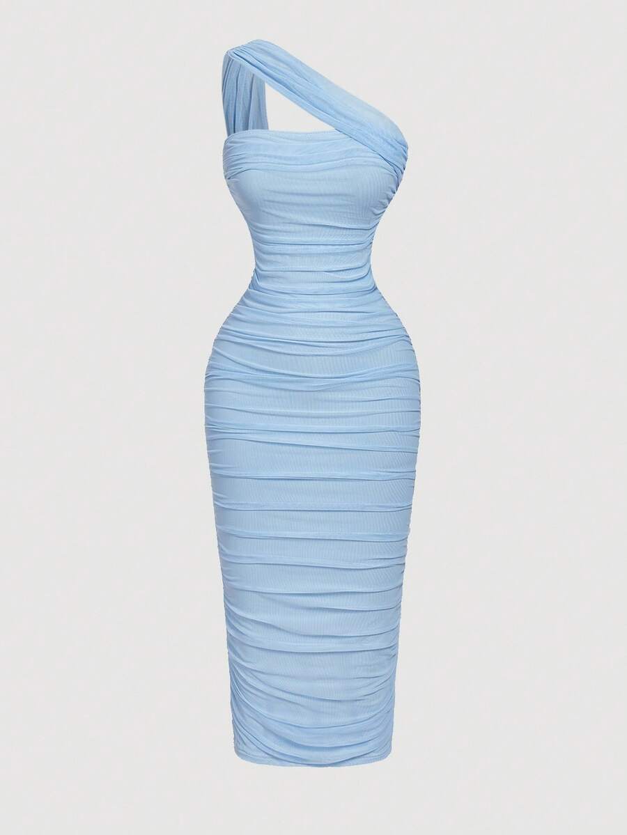 Thalia™ | One Shoulder Ruched Midi Dress