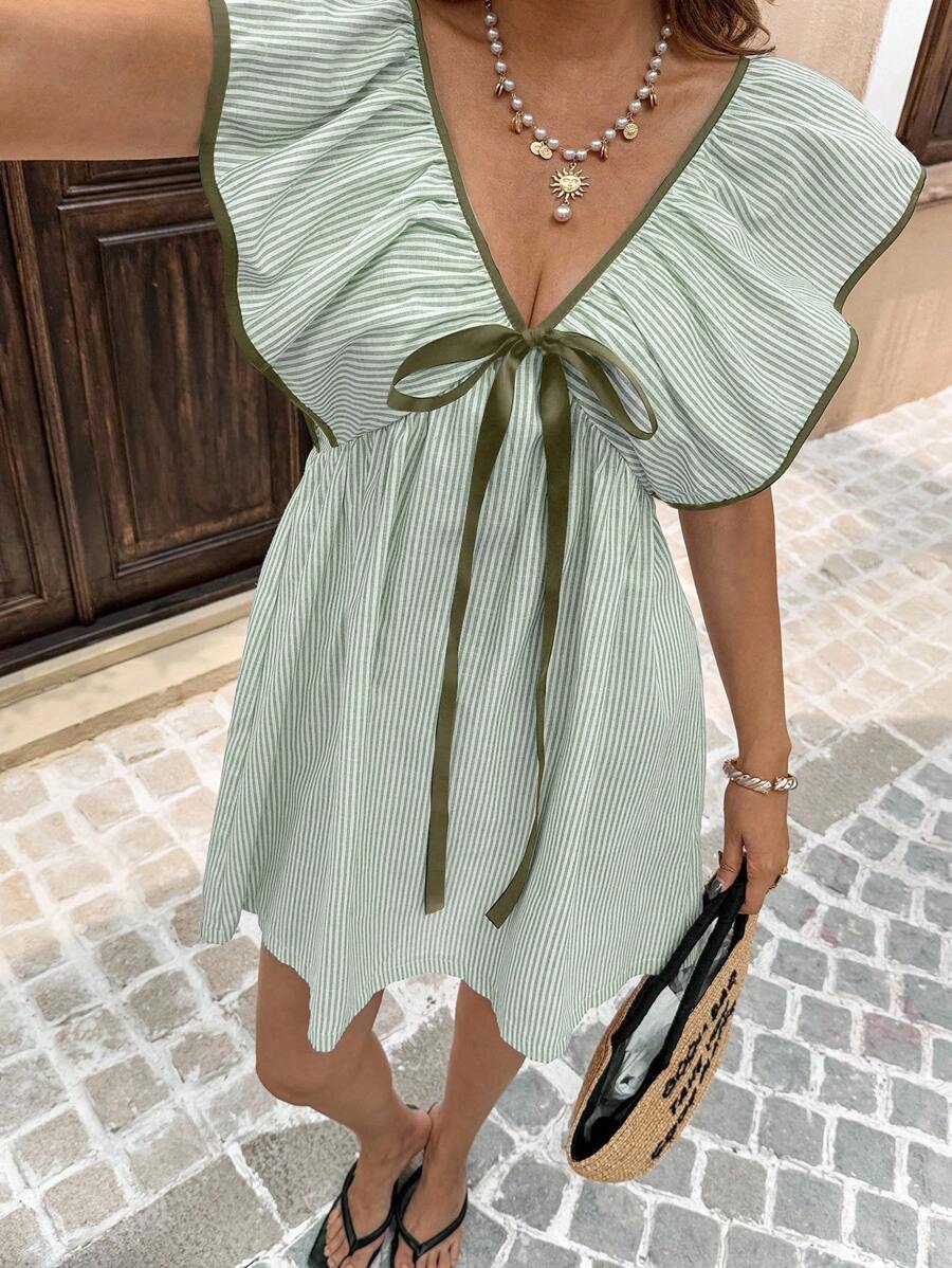 Clementine™ | Tie Front Ruffle Mini Dress