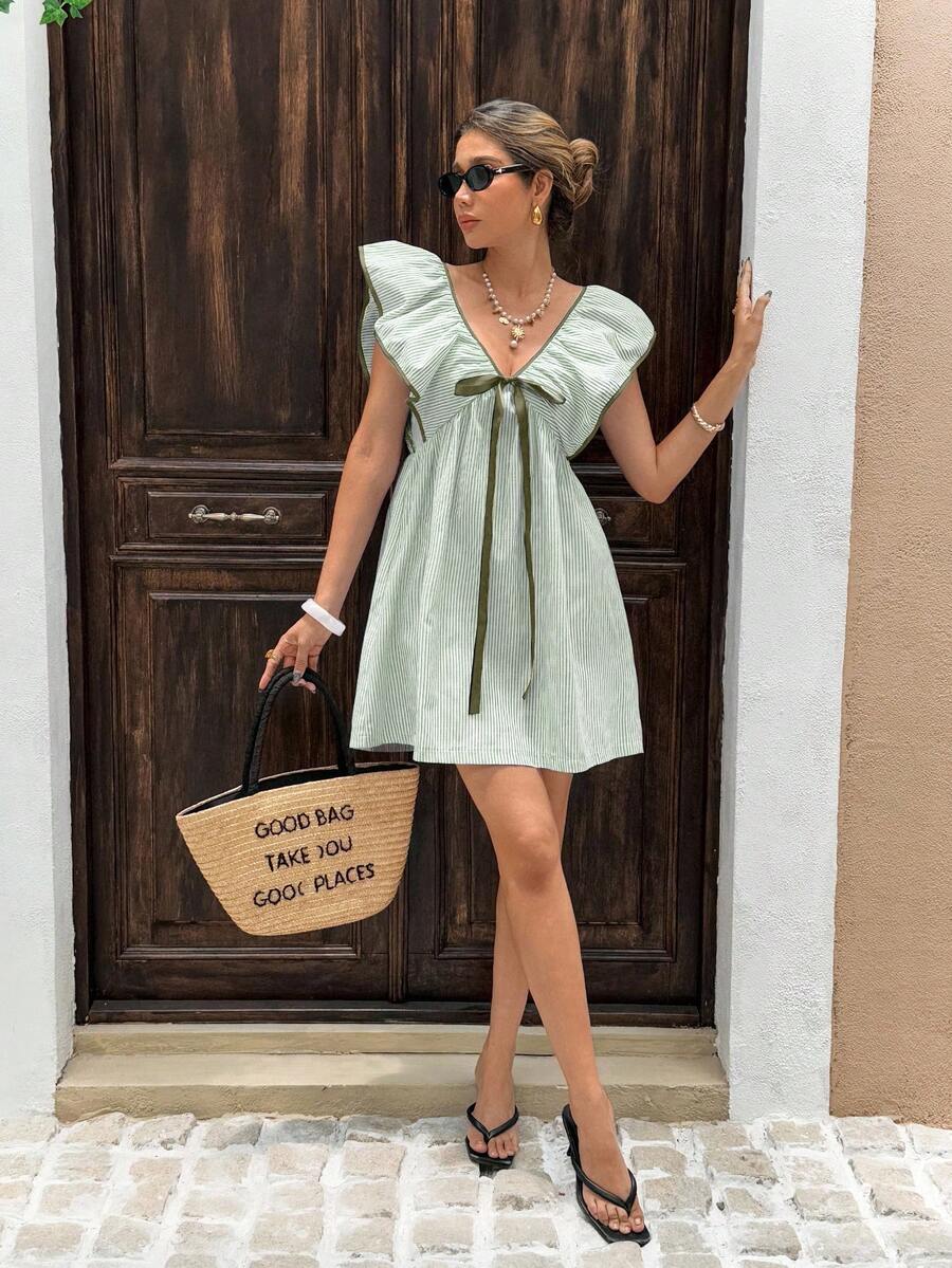 Clementine™ | Tie Front Ruffle Mini Dress
