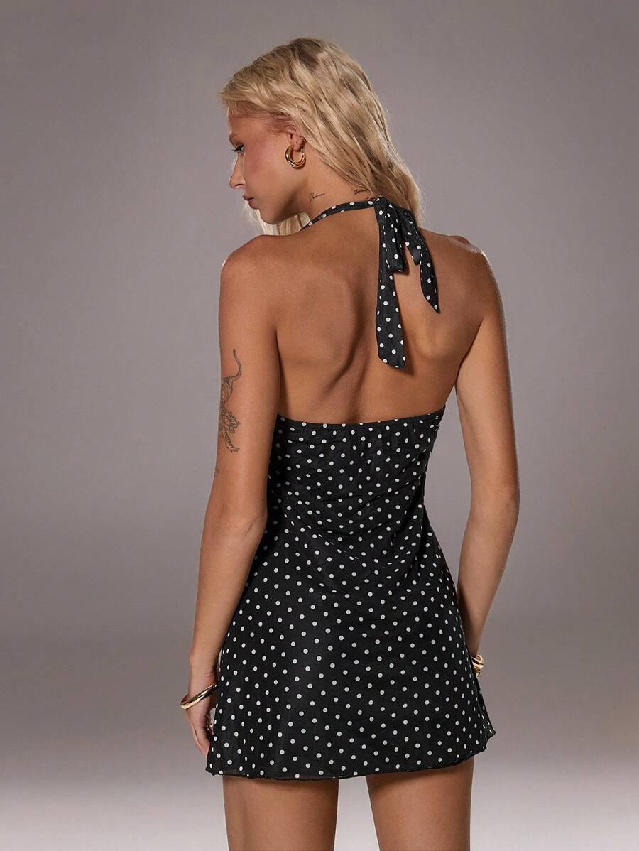 Nerissa™ | Polka Dot Halter Mini Dress