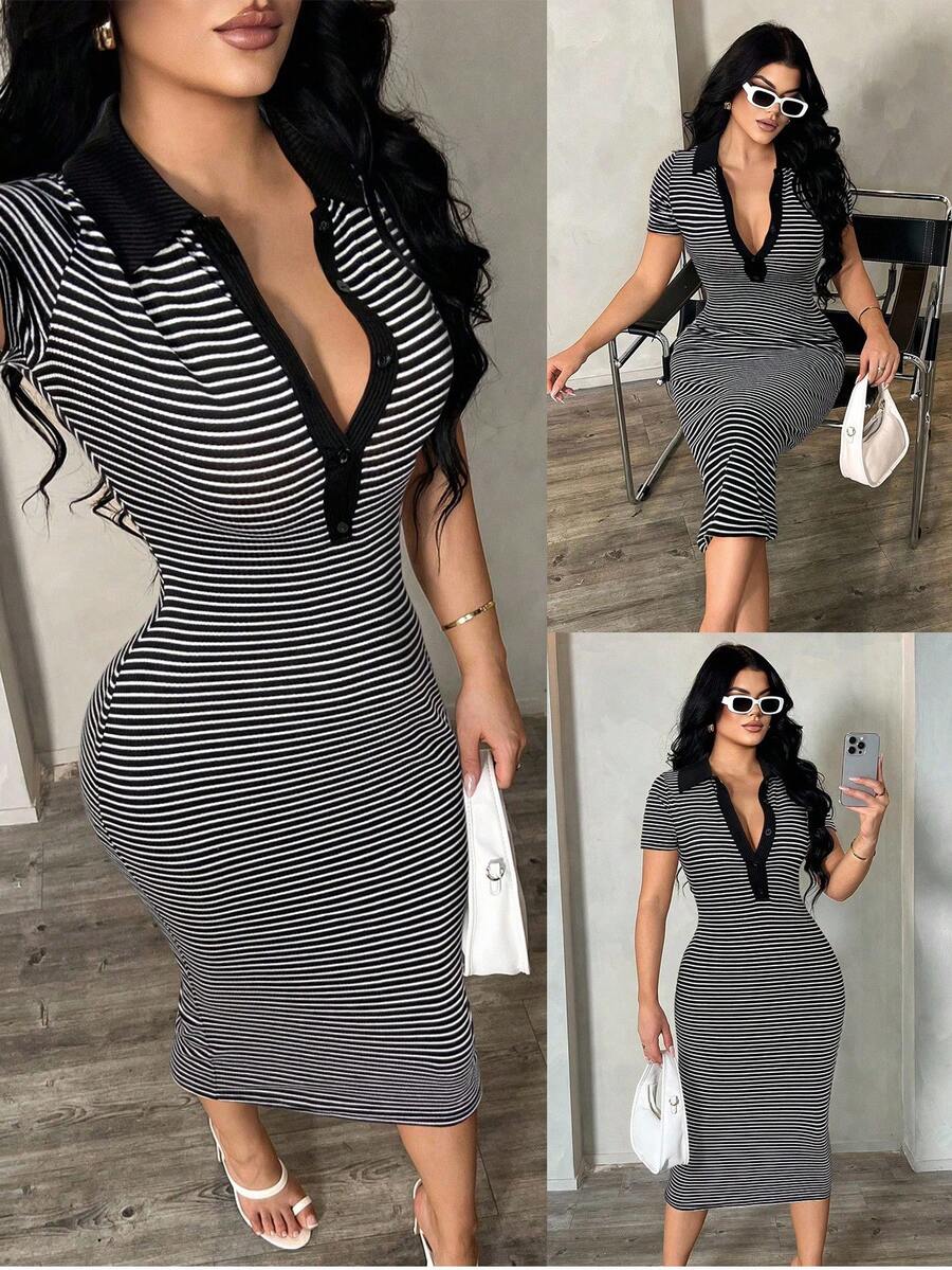 Cosima™ | Striped Polo Midi Dress