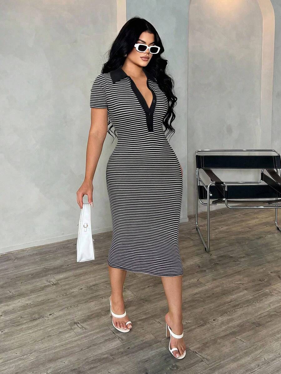 Cosima™ | Striped Polo Midi Dress
