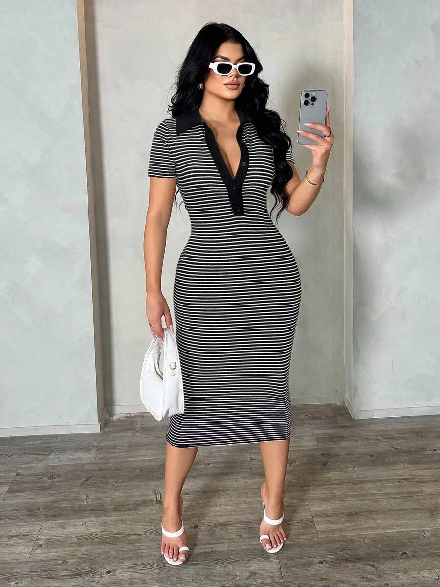 Cosima™ | Striped Polo Midi Dress