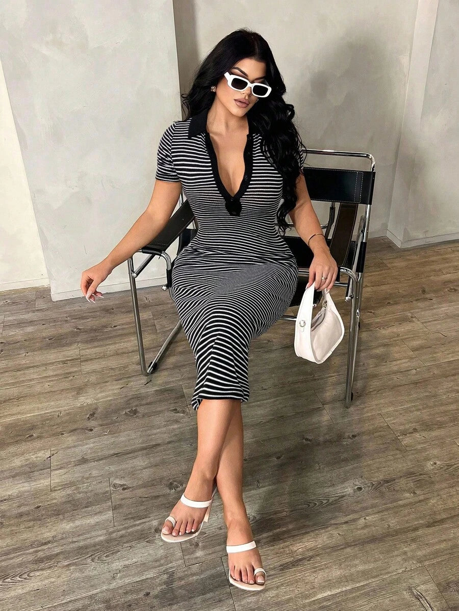 Cosima™ | Striped Polo Midi Dress