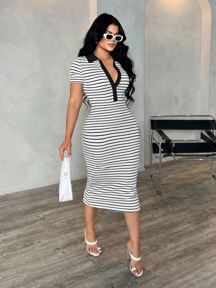 Cosima™ | Striped Polo Midi Dress