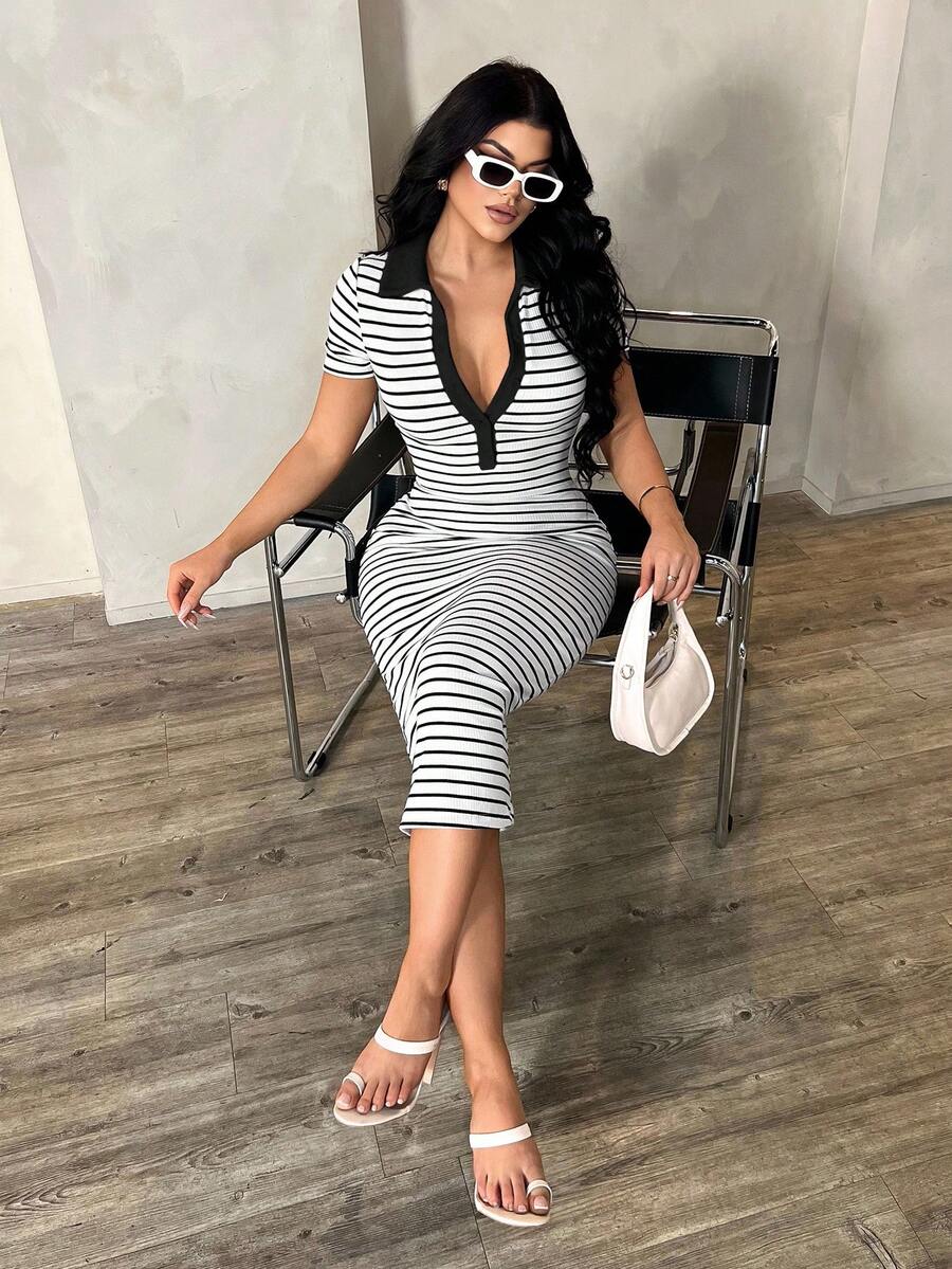 Cosima™ | Striped Polo Midi Dress