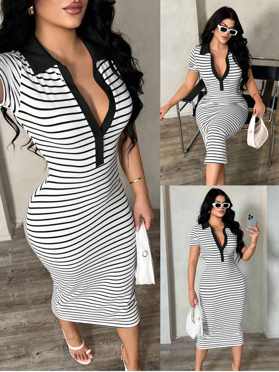 Cosima™ | Striped Polo Midi Dress