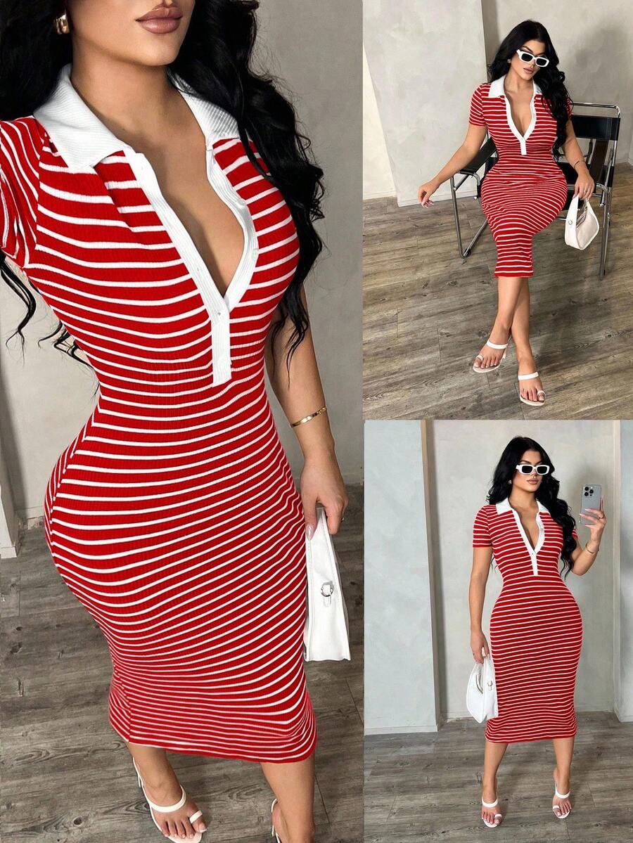 Cosima™ | Striped Polo Midi Dress
