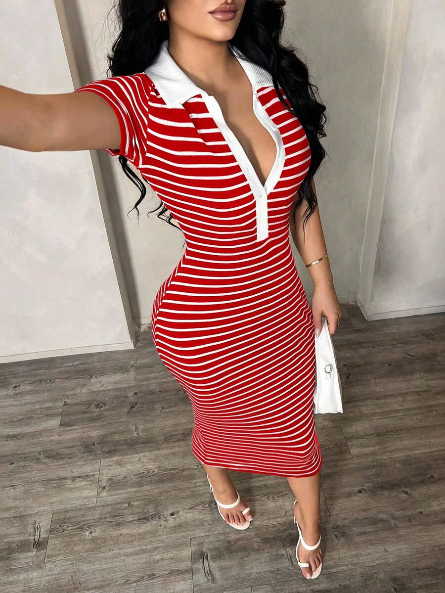 Cosima™ | Striped Polo Midi Dress
