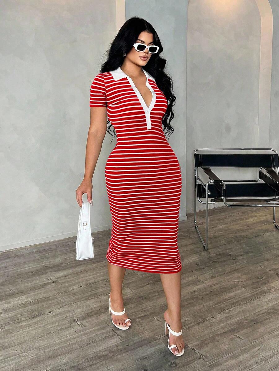 Cosima™ | Striped Polo Midi Dress
