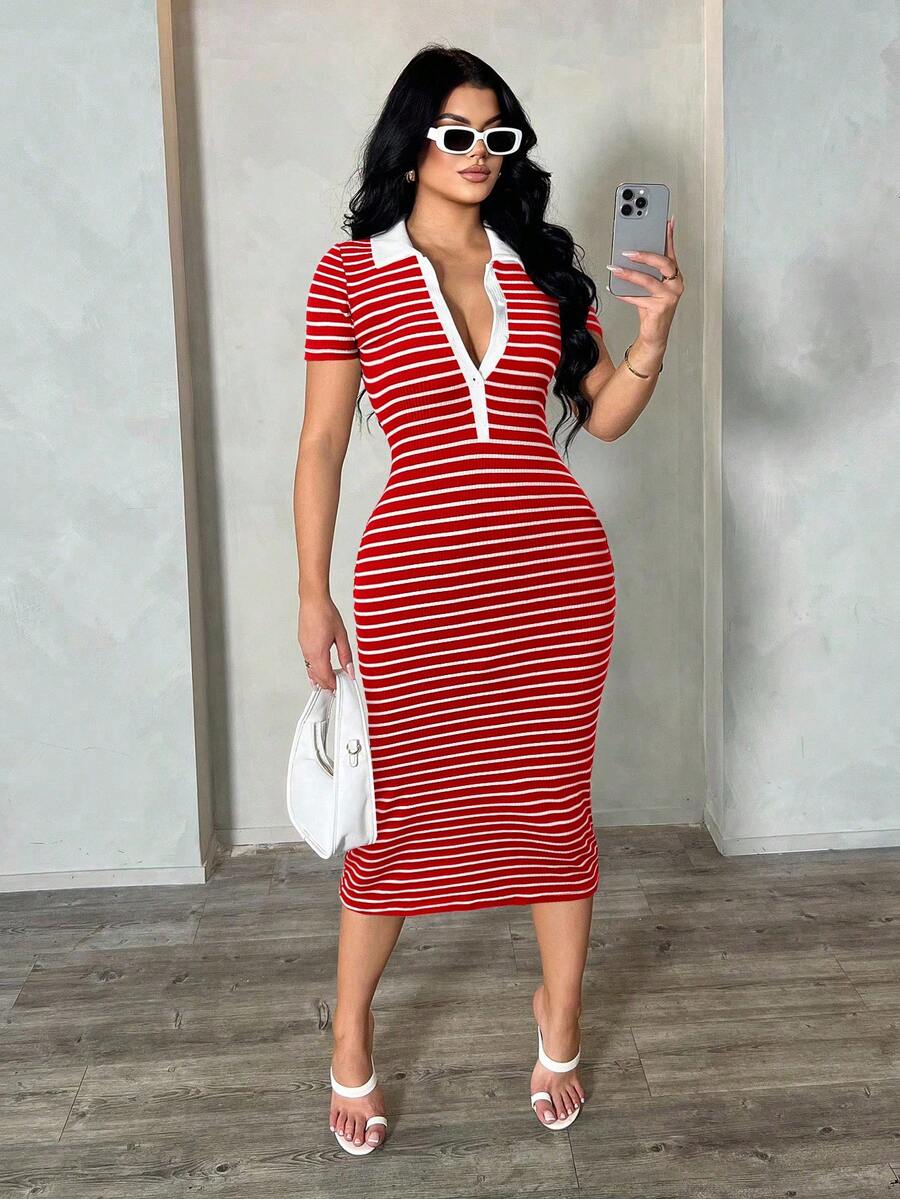 Cosima™ | Striped Polo Midi Dress