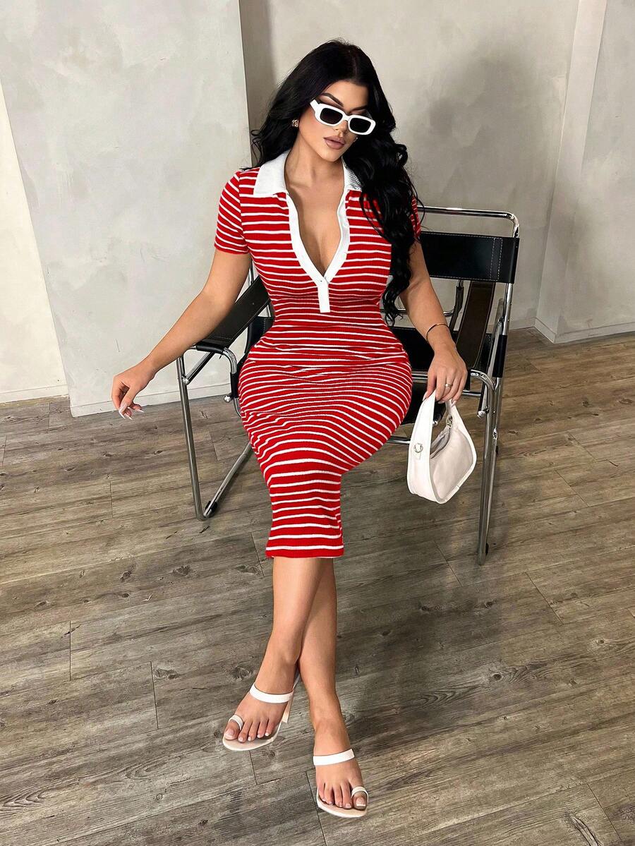 Cosima™ | Striped Polo Midi Dress
