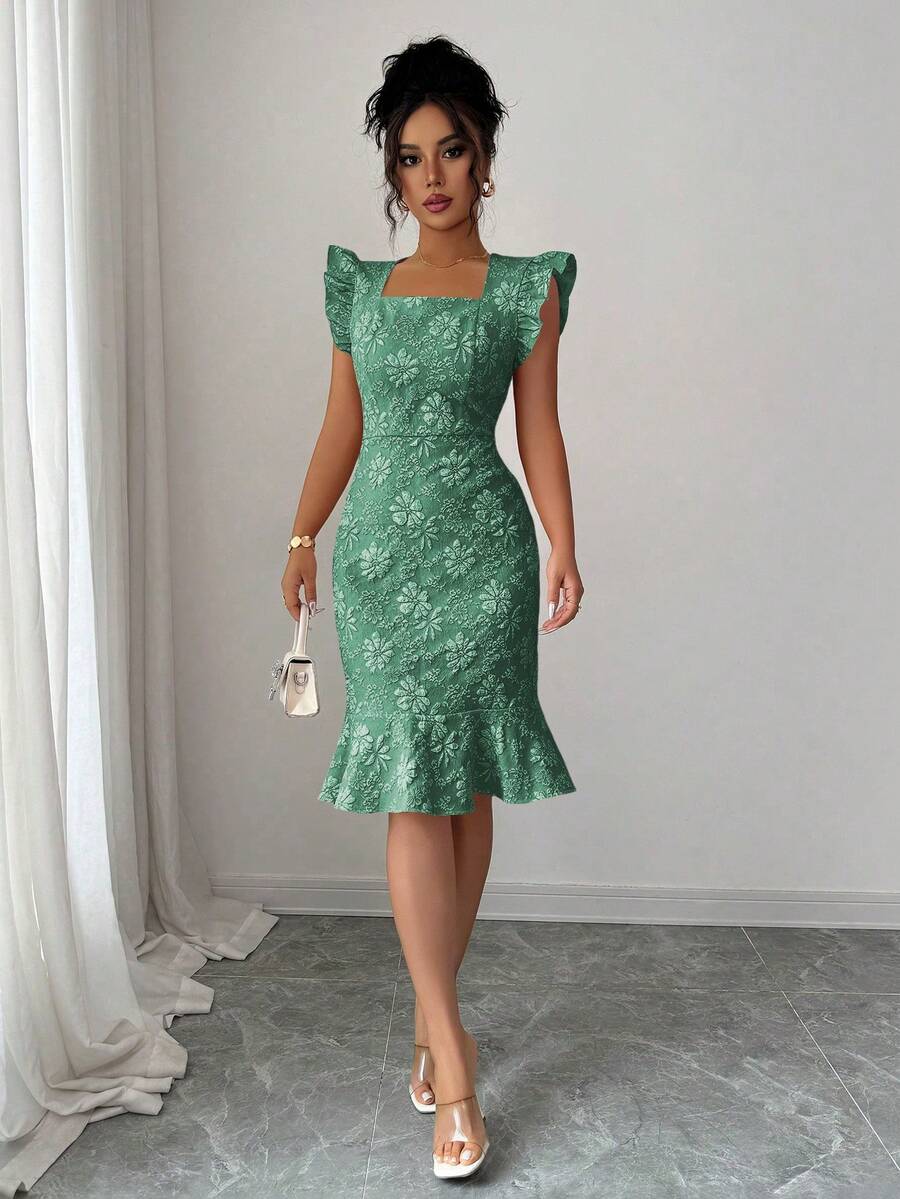 Verity™ | Jacquard Mermaid Midi Dress