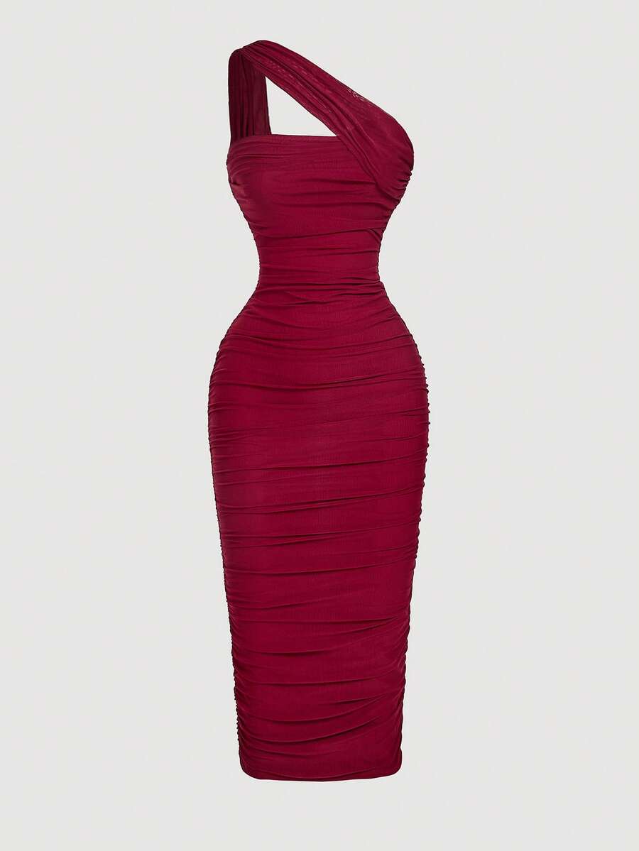 Thalia™ | One Shoulder Ruched Midi Dress