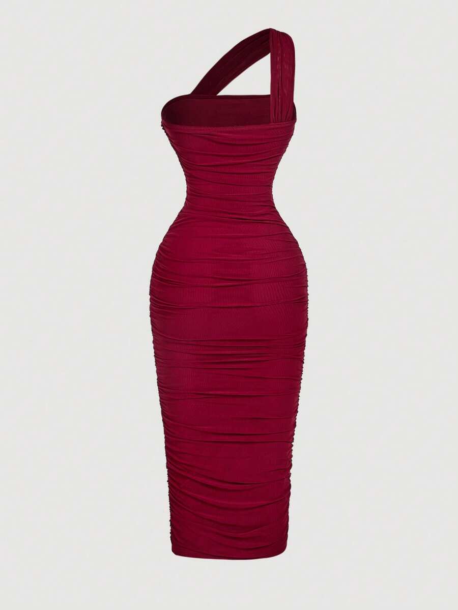 Thalia™ | One Shoulder Ruched Midi Dress