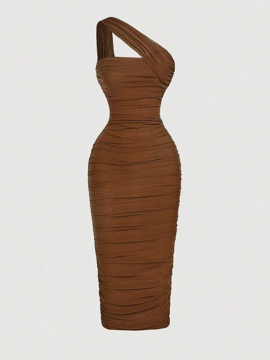 Thalia™ | One Shoulder Ruched Midi Dress
