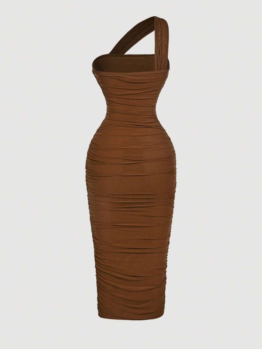 Thalia™ | One Shoulder Ruched Midi Dress