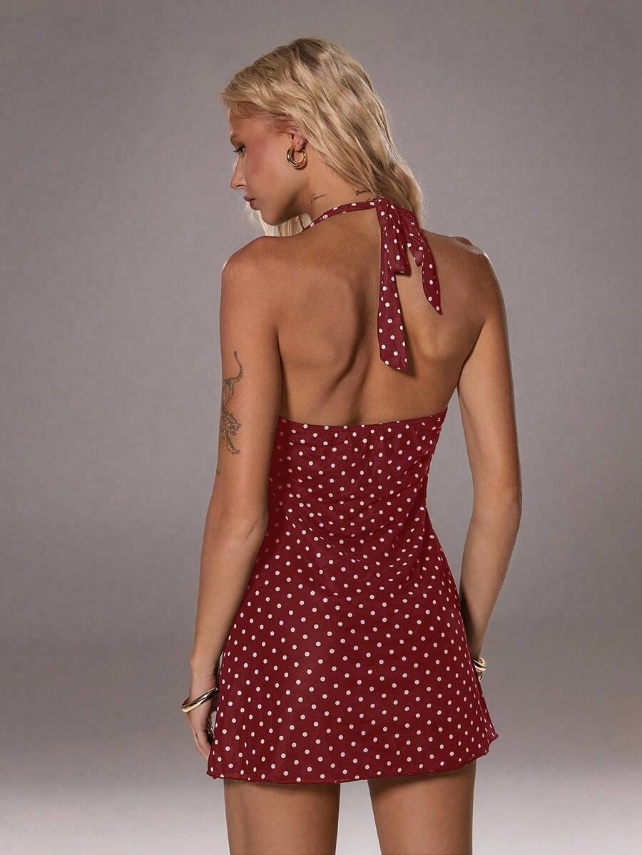 Nerissa™ | Polka Dot Halter Mini Dress