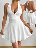 Pippa™ | Tie-Back Pleated Halter Mini Dress