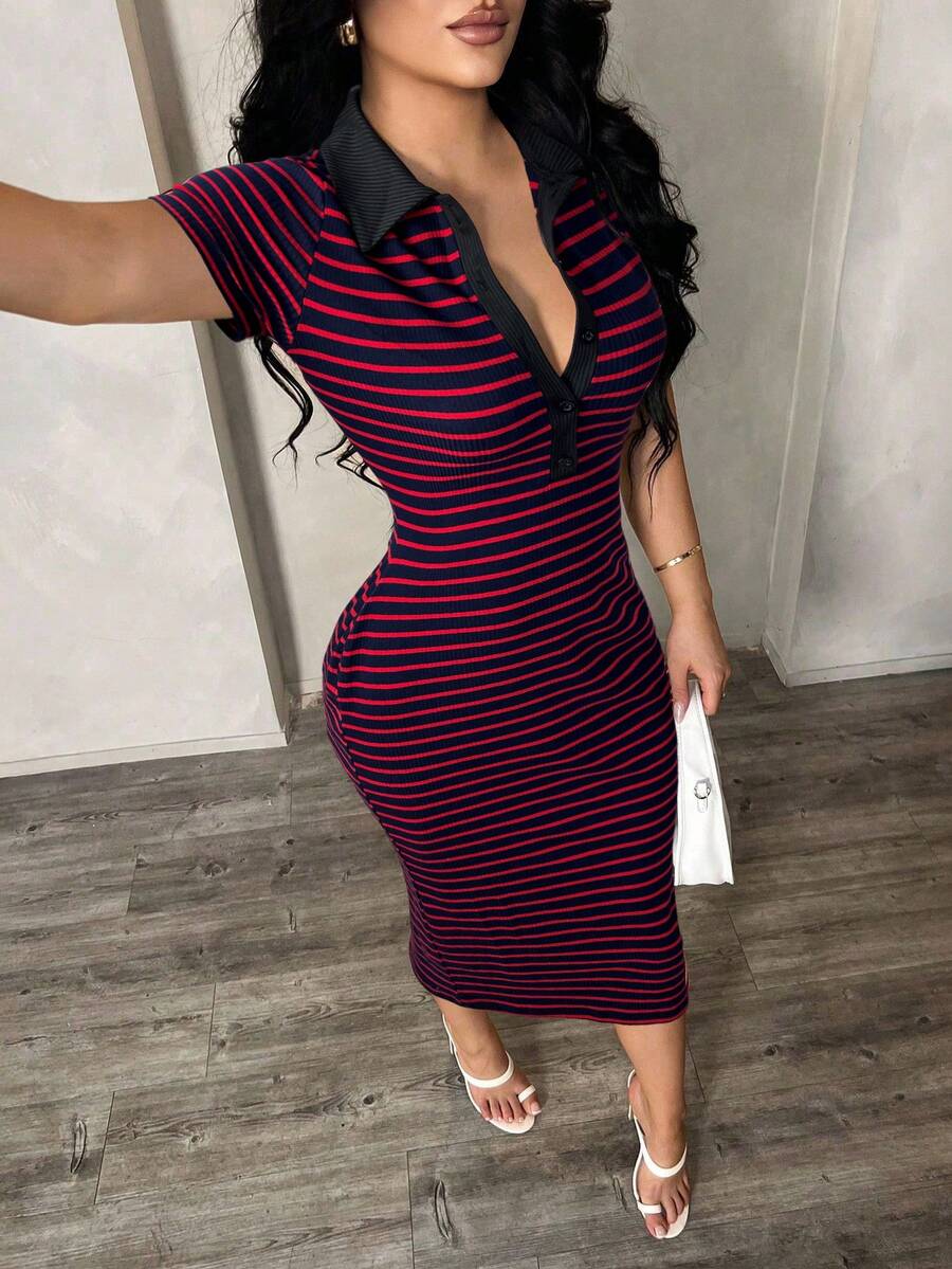 Cosima™ | Striped Polo Midi Dress